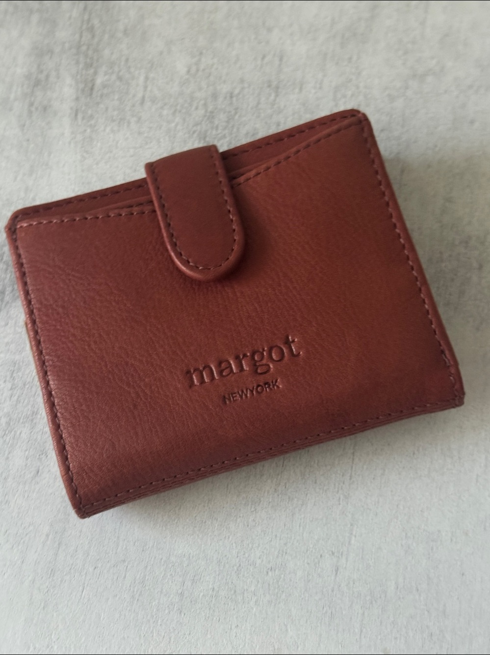 Margot Lizzie Small Bi- Fold Genuine Leather Wallet Brown